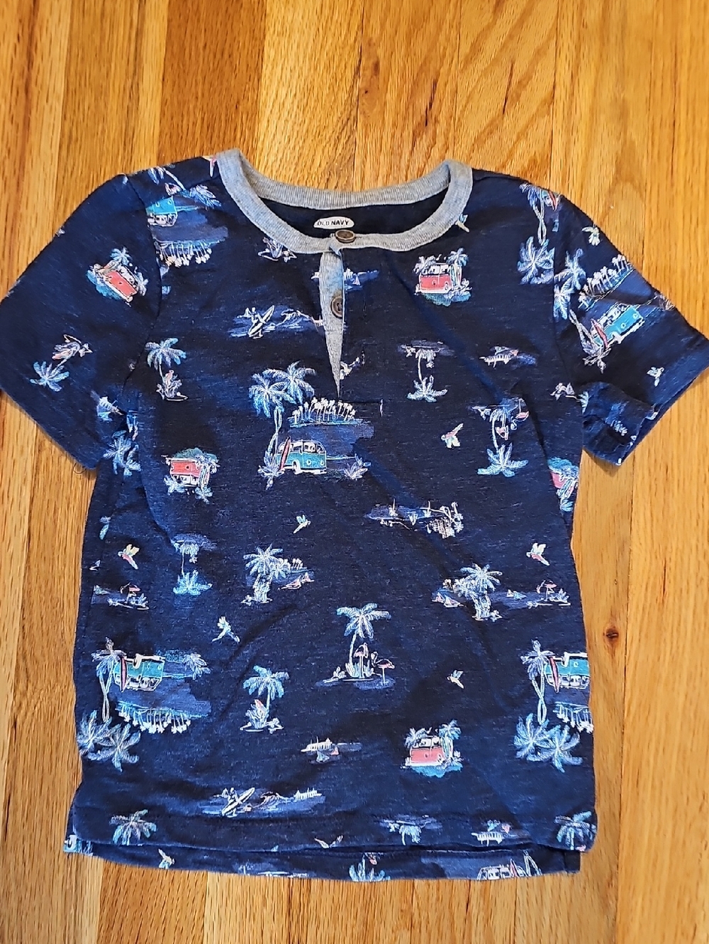 Old Navy Boys' Navy Tropical Henley T-Shirt